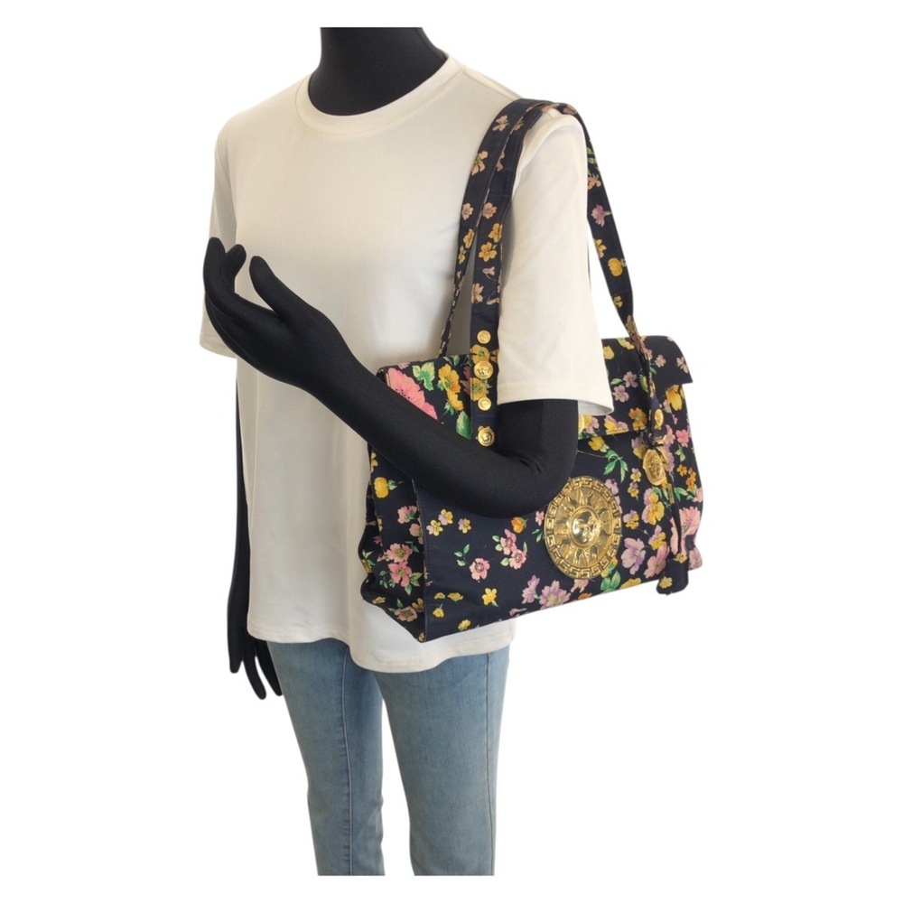 VERSACE Vintage Sunburst Medusa Multicolor Canvas Shoulder Bag/Tote Bag for W... - Picture 7 of 10